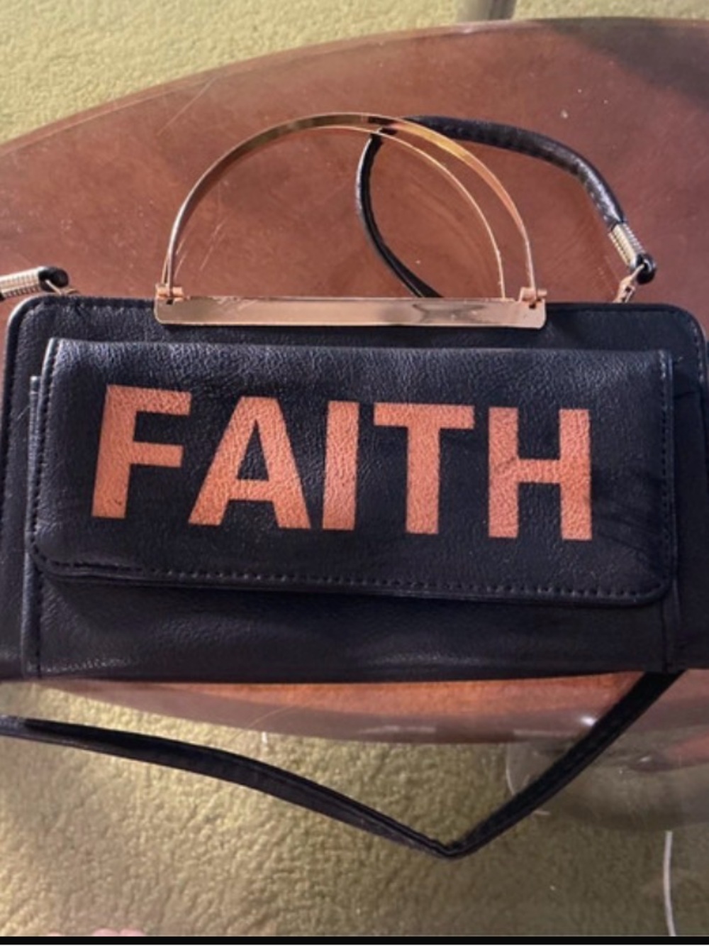 FAITH Black Crossbody Bag with Rose Gold Accent